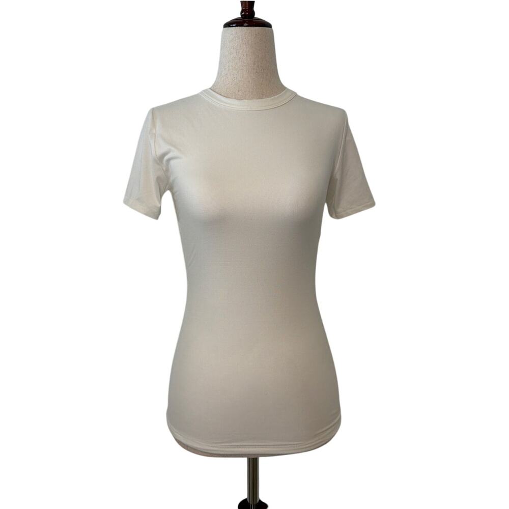 N by NAKED WARDROBE Bare Short Sleeve Crew Top, White, Size Small